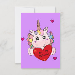 Wees mijn Valentijn Schattige Eenhoorn Valentijns Notitiekaartje