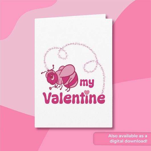 Wees mijn Valentijn Schattigee Bumble Bee Cartoon Kaart