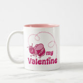 Wees mijn Valentijn Schattigee Bumble Bee Cartoon Tweekleurige Koffiemok (Links)
