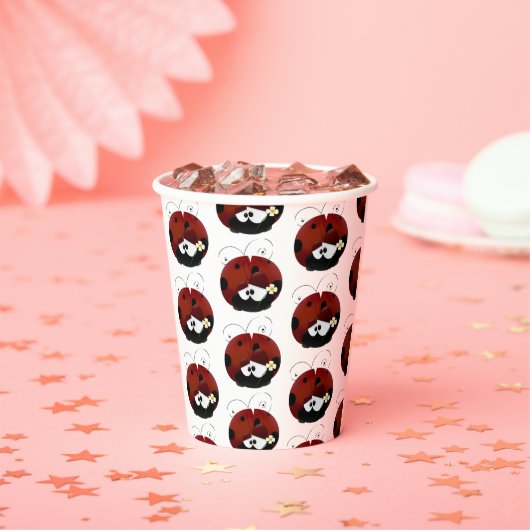 Wees mijn Valentijn Schattigee rode lieveheersbees Papieren Bekers (Insitu)