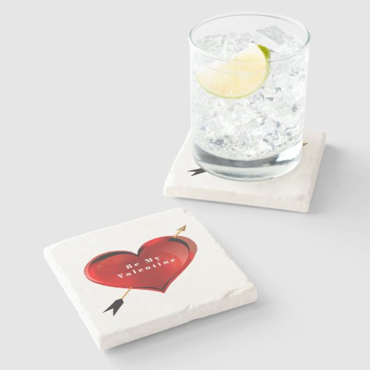 Wees mijn Valentijn stenen Onderzetters (Zijkant)