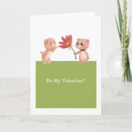 Wees mijn Valentijn Teddy Bars met een ventilator Feestdagen Kaart