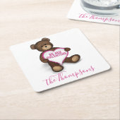 Wees mijn Valentijn Teddybeer gepersonaliseerd Kartonnen Onderzetters (Schuin)