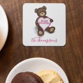 Wees mijn Valentijn Teddybeer gepersonaliseerd Kartonnen Onderzetters