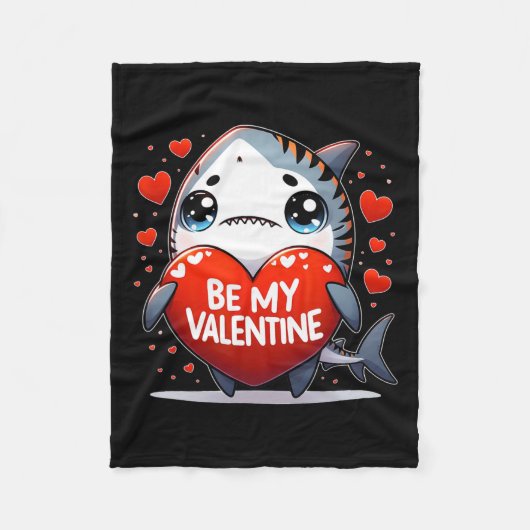 Wees mijn Valentijn Tiger Shark Heart Fleece Deken (Voorkant)