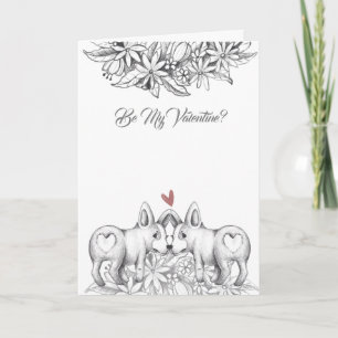 Wees mijn Valentijn twee Corgi-honden met hart Feestdagen Kaart