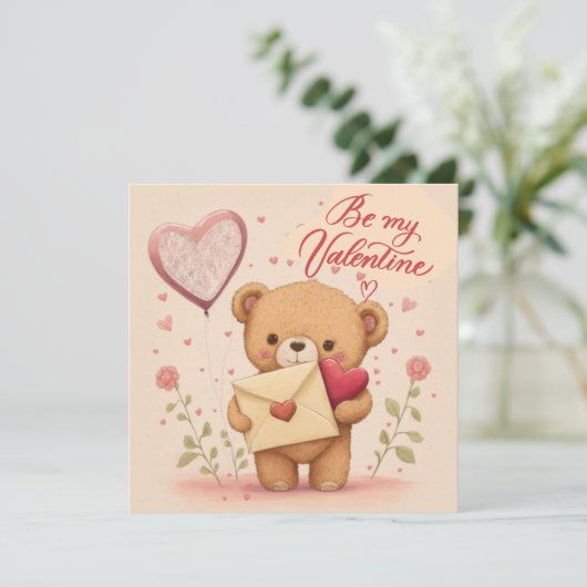 Wees mijn Valentijn Uitnodiging (Staand voorkant)