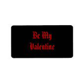 Wees mijn Valentijn. Valentijnsdag. Rood zwart. Cu Etiket (Voorkant)