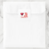 Wees mijn Valentijn Vierkante Sticker (Tas)