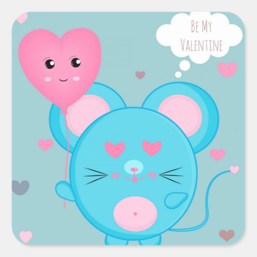 Wees mijn Valentijn Vierkante Sticker (Voorkant)