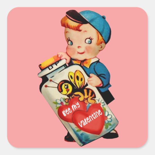 Wees mijn Valentijn Vierkante Sticker (Voorkant)