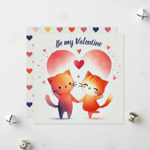 Wees mijn Valentijn Watercolor kaart Oranje harten