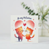 Wees Mijn Valentijn Waterverf Kaart Oranje harten (Staand voorkant)