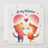 Wees Mijn Valentijn Waterverf Kaart Oranje harten (Voorkant)