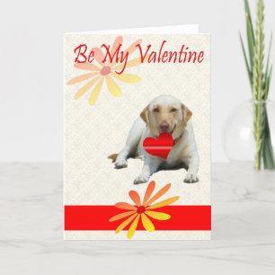 Wees mijn Valentijn Yellow Labrador Heart Kaart