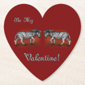 "Wees mijn Valentijn! Zebra's" Kartonnen Onderzetters (Voorkant)