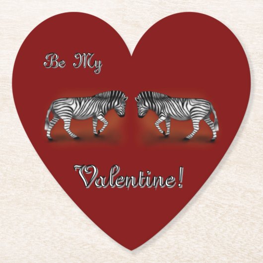 "Wees mijn Valentijn! Zebra's" Kartonnen Onderzetters (Voorkant)