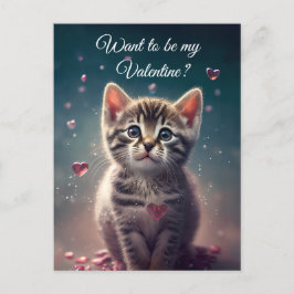 Wees mijn Valentijn - Zoete kleine Kitten-liefde Briefkaart