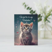 Wees mijn Valentijn - Zoete kleine Kitten-liefde Briefkaart (Staand voorkant)