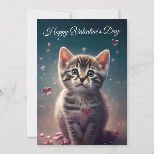 Wees mijn Valentijn - Zoete kleine Kitten-liefde Feestdagenkaart (Voorkant)