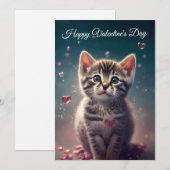 Wees mijn Valentijn - Zoete kleine Kitten-liefde Feestdagenkaart (Voorkant / Achterkant)