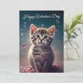 Wees mijn Valentijn - Zoete kleine Kitten-liefde Feestdagenkaart (Staand voorkant)