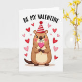 Wees Mijn Valentijns Bever Gestreepte Kaart (Gele Bloem)
