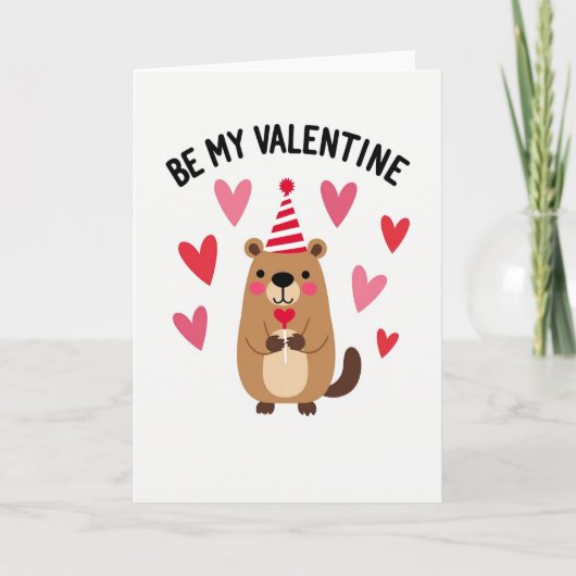 Wees Mijn Valentijns Bever Kaart (Voorkant)