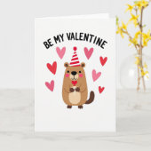 Wees Mijn Valentijns Bever Kaart (Gele Bloem)