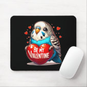 Wees mijn Valentijns Budgie Hart Muismat (Met muis)