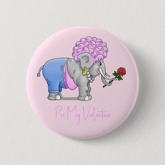Wees mijn Valentijns Olifant Ronde Button 5,7 Cm (Voorkant)
