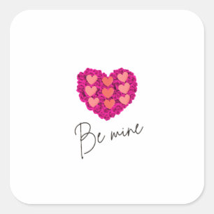 Wees mijn Valentijns T-shirt   Roos met Hart Liefd Vierkante Sticker