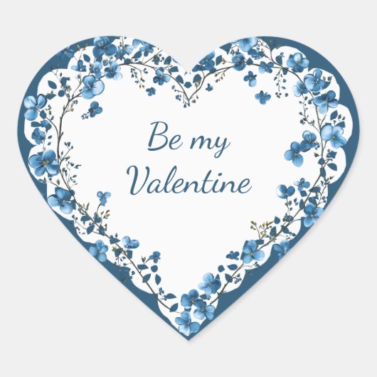 Wees Mijn Valentijnsdag Bloem Niet Vergeten Hart Sticker (Voorkant)
