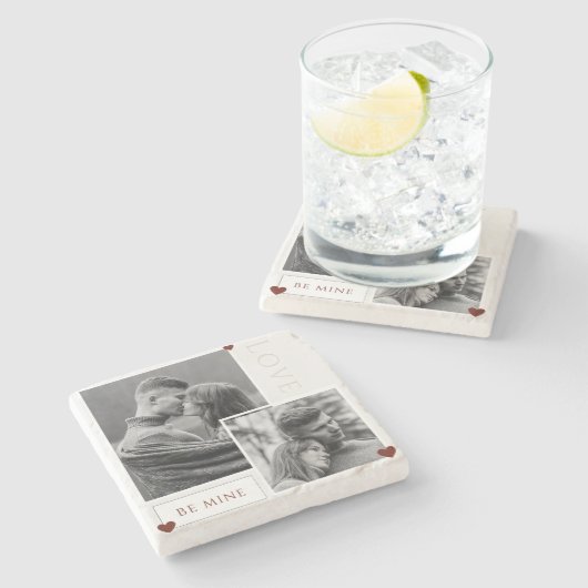 Wees mijn Valentijnsdag Couple Photo Love Stenen Onderzetter (Zijkant)