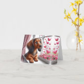 Wees Mijn Valentijnsdag Dachshund Kaart (Gele Bloem)