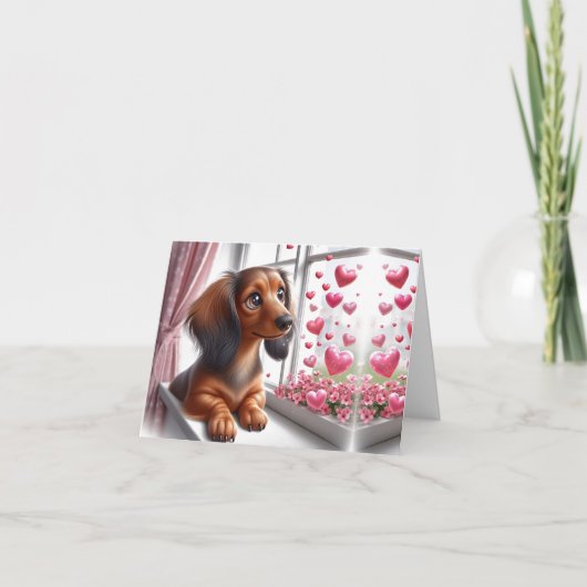 Wees Mijn Valentijnsdag Dachshund Kaart (Voorkant)