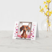 Wees Mijn Valentijnsdag Dachshund Kaart (Gele Bloem)