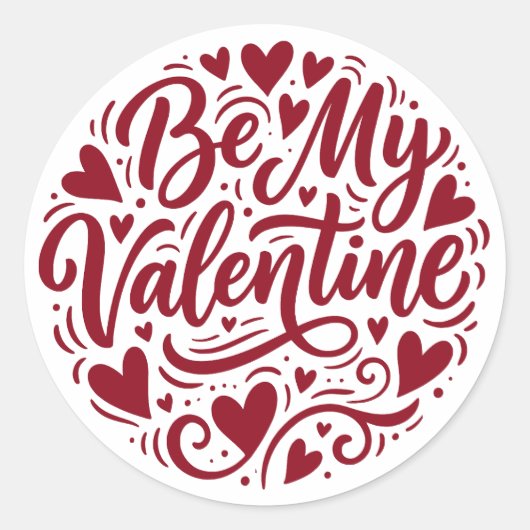 Wees mijn Valentijnsdag Donkere Romantische Rode S Ronde Sticker (Voorkant)