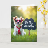 Wees Mijn Valentijnsdag Hond Kaart (Gele Bloem)