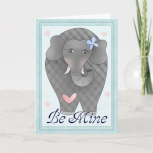 Wees mijn Valentijnsdag Kaart van olifant d1