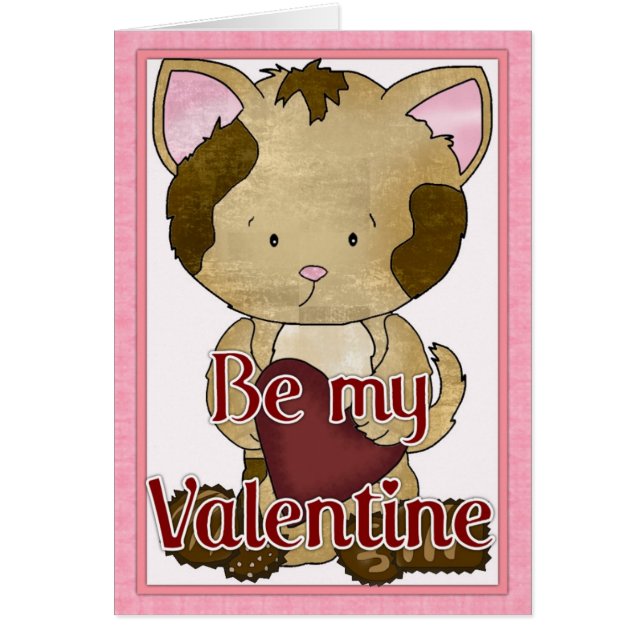 Wees Mijn Valentijnsdag Kitty Kat Wenskaart d2 (Voorkant)