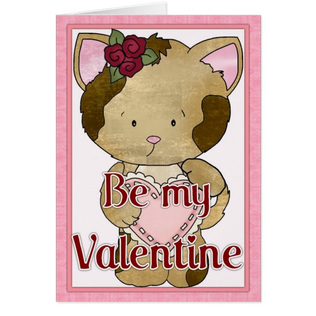 Wees Mijn Valentijnsdag Kitty Kat Wenskaart d5 (Voorkant)