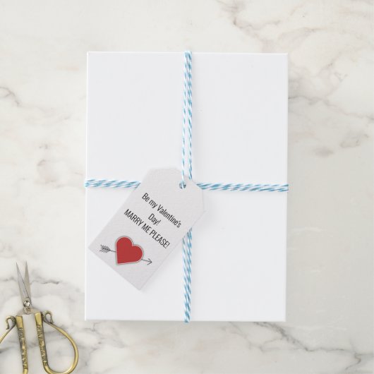 Wees mijn Valentijnsdag! MARRY, MIJN PLEASE. Cadeaulabel (Met Touw)