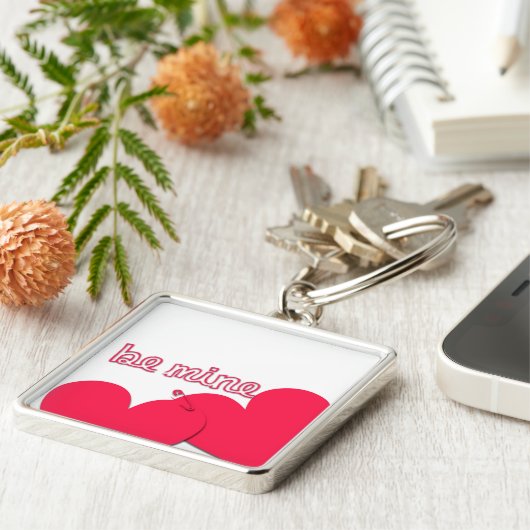 Wees mijn Valentijnsdag Moderne Sleutelhanger (Zijkant)