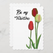 Wees mijn Valentijnsdag rood & geel tulp ontwerp Feestdagenkaart (Voorkant / Achterkant)