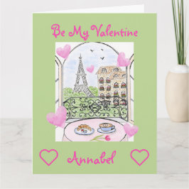 Wees Mijn Valentijnsdag Waterverf Parijs Eiffeltor Kaart
