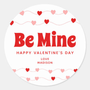 Wees mijn Valentijnse stomme roze en rode harten Ronde Sticker