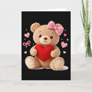 Wees mijn Valentijnske tedere gehaakte garen beer  Kaart