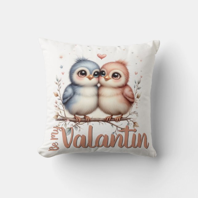 Wees mijn Valentin – Schattige Liefdesvogels valen Kussen (Voorkant)