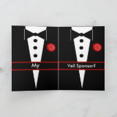 Wees mijn Veil Sponsor Kaart met Tux en Roos (Binnen)